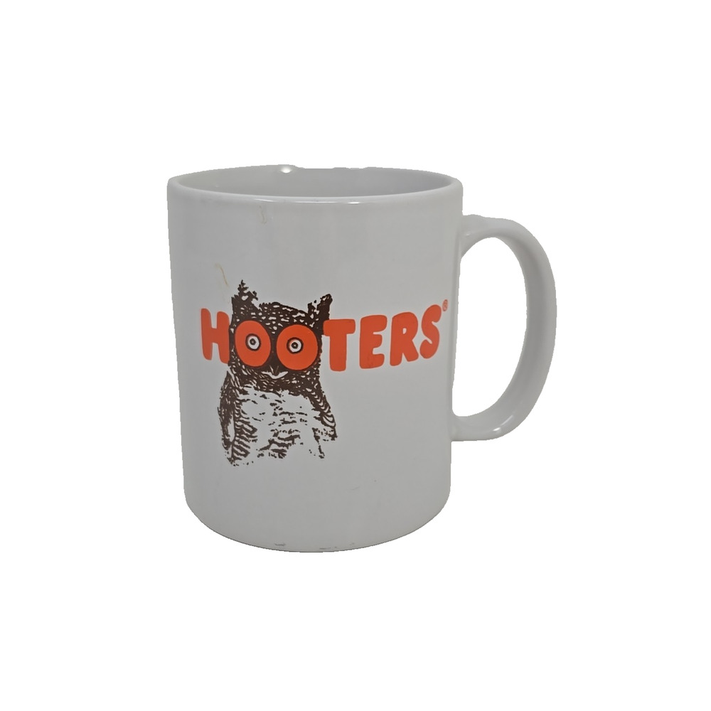 Vintage Hooters Orange Owl Logo Ceramic White Coffee Tea Cup Mug 1 U237
